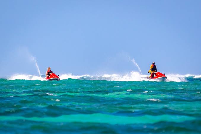 Jet skiing and parasailing - one of the best things to do in Diani beach with Johari Africa Adventures